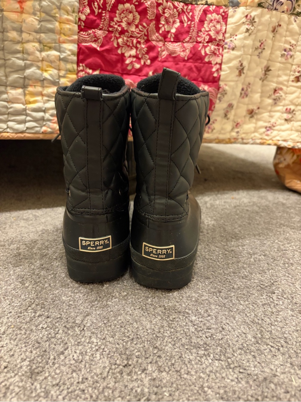 Sperry Women’s Black Quilted Duck Boots - Size 9 - Waterproof Winter Rain Boots - Picture 2 of 7